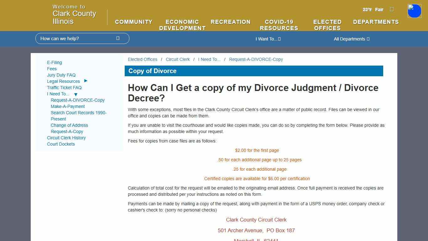 The Official Website of Clark County, IL - Copy of Divorce